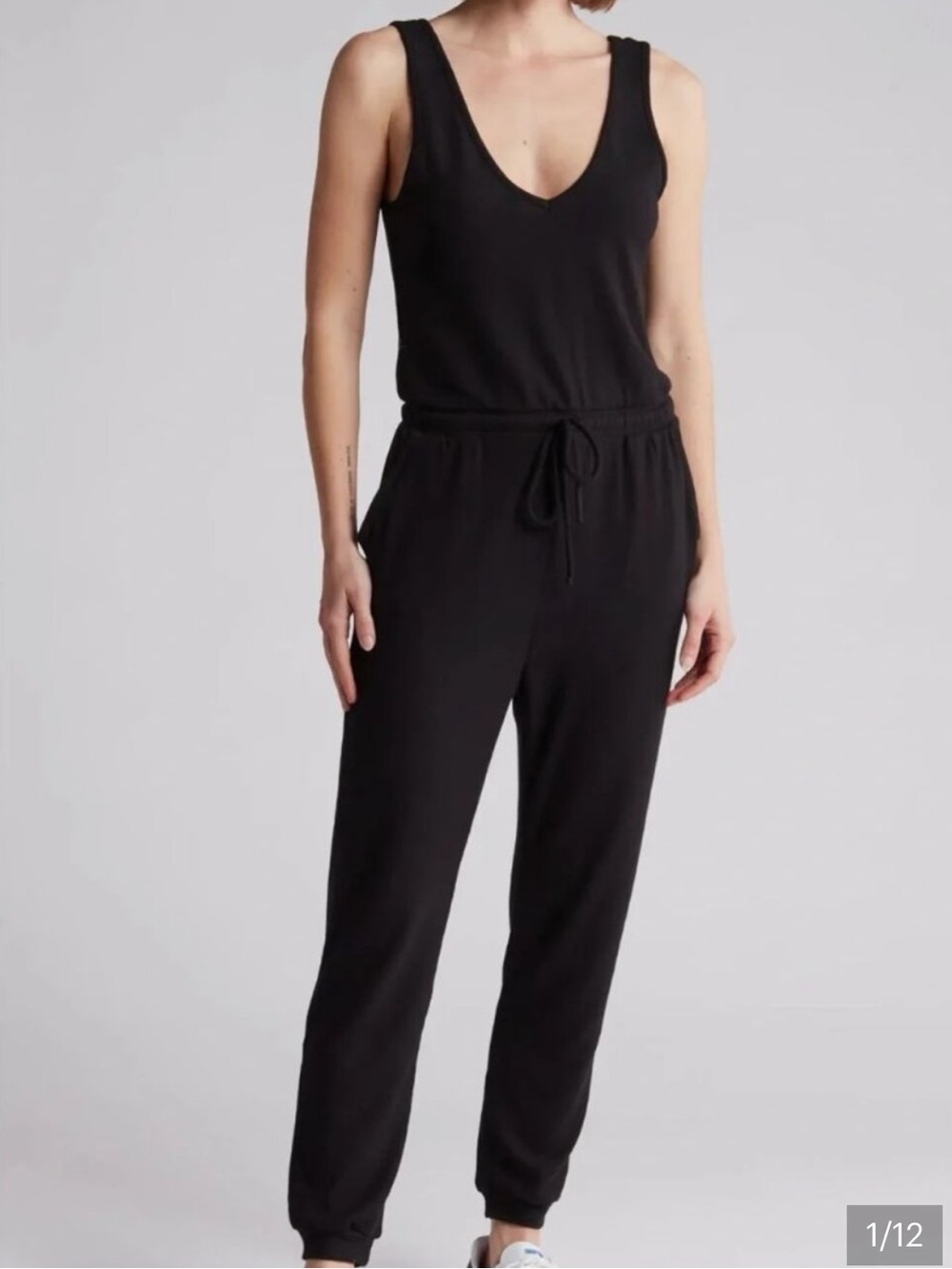 Beyond yoga NWT day off black jumpsuit sz s lounge soft tapered jogger